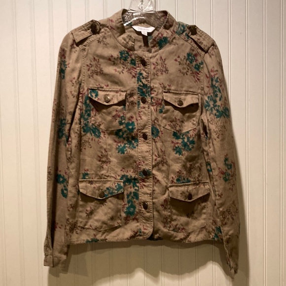 Relativity 100% Linen Floral Military Style Jacket Women’s Size Medium - Picture 1 of 6